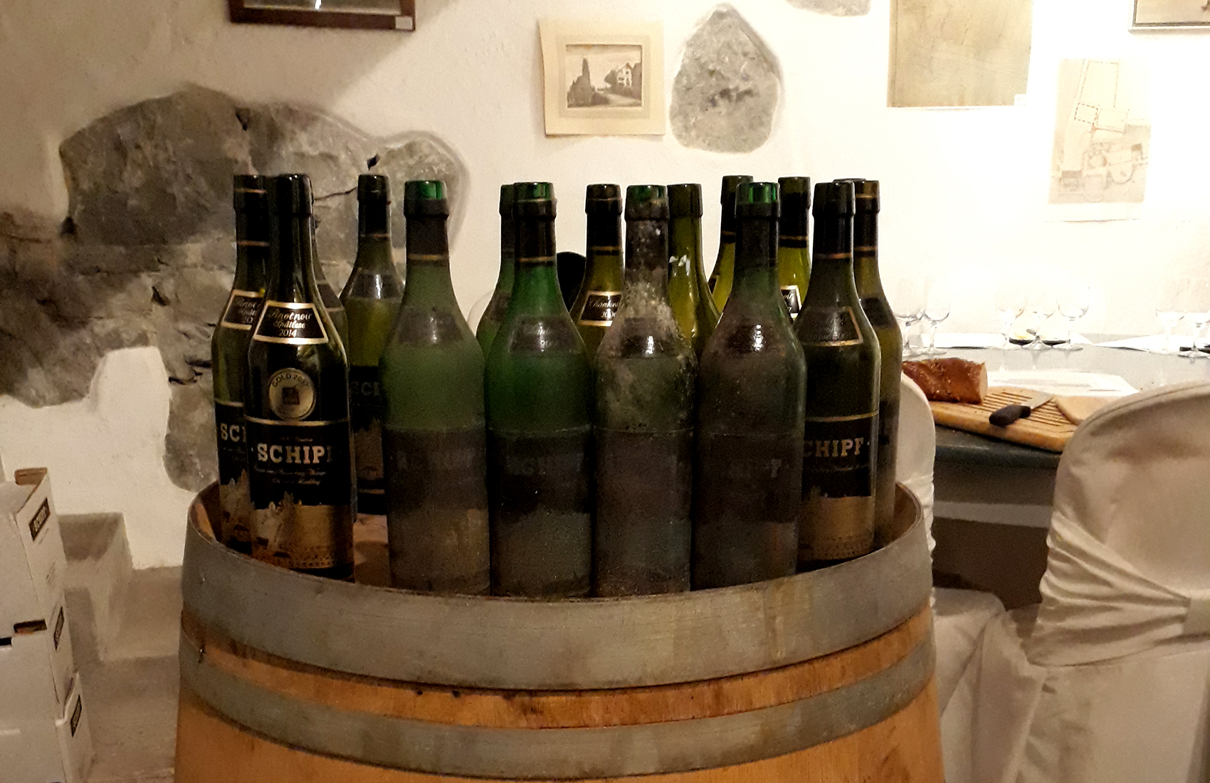 Weinfässer im Keller des Weingutes SCHIPF